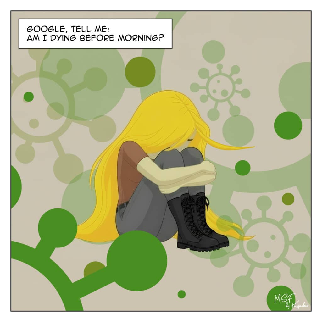 Woman sitting after a sleepless night, exhausted and thoughtful, illustrating the day after a panic attack.