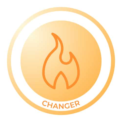 Icône en forme de flamme représentant la phase « Changer » de la méthode MSF Compass™ : transformer ses pensées, développer de nouveaux comportements et passer à l'action.